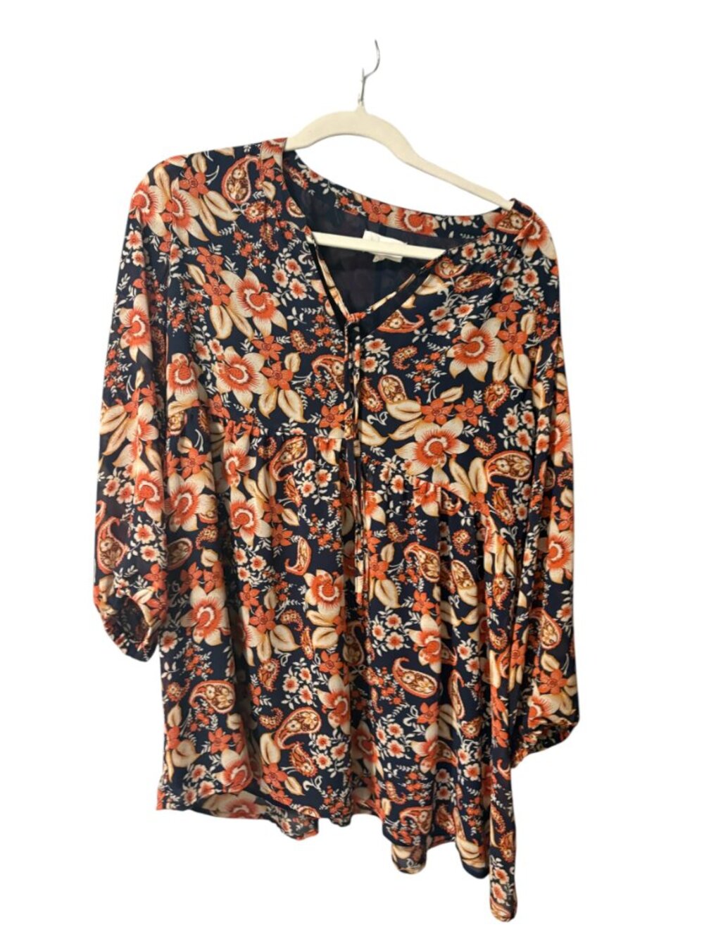 Melloday Floral Paisley Peasant Blouse - Picture 3 of 9